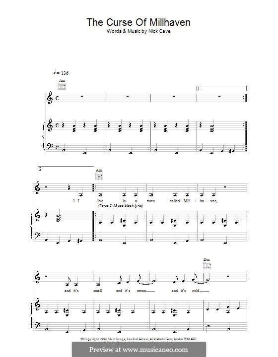 The Curse of Millhaven: Для голоса и фортепиано (или гитары) by Nick Cave
