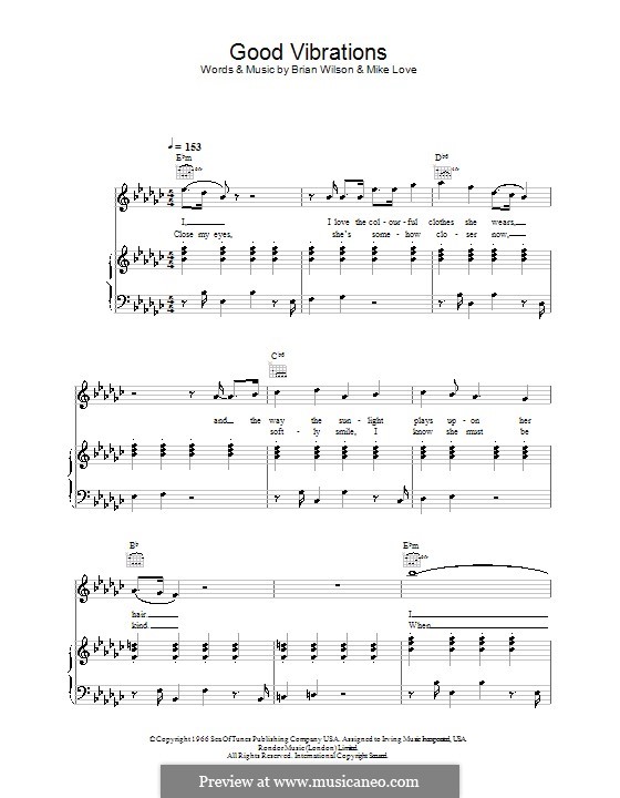 Good Vibrations (The Beach Boys): Для голоса и фортепиано или гитары (E Flat Minor) by Brian Wilson, Mike Love