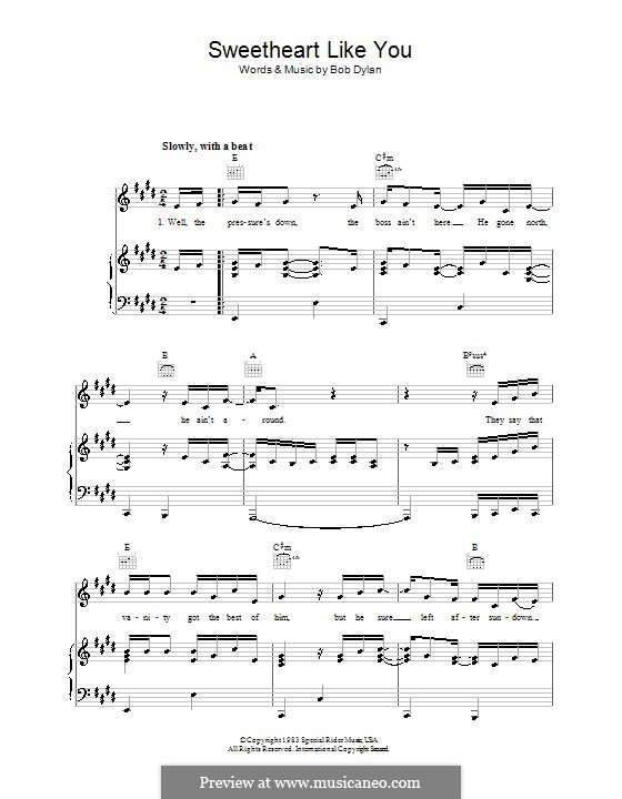 Sweetheart Like You: Для голоса и фортепиано (или гитары) by Bob Dylan