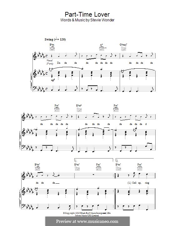Part-Time Lover: Для голоса и фортепиано (или гитары) by Stevie Wonder