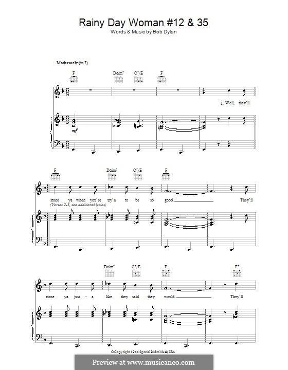 Rainy Day Woman No.12 & 35: Для голоса и фортепиано (или гитары) by Bob Dylan