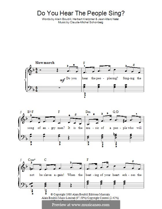 Do You Hear the People Sing: Для фортепиано (легкий уровень) by Claude-Michel Schönberg