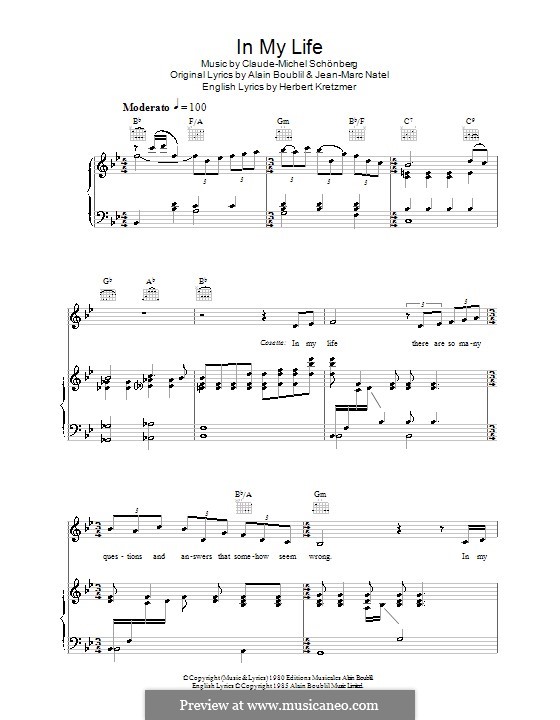 In My Life: Для голоса и фортепиано (или гитары) by Claude-Michel Schönberg