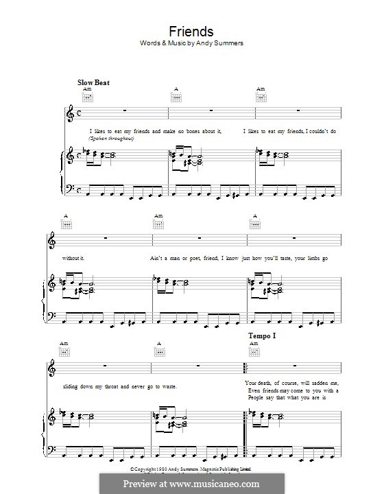 Friends (The Police): Для голоса и фортепиано (или гитары) by Andy Summers