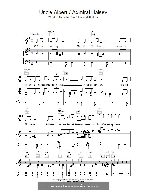 Uncle Albert/Admiral Halsey: Для голоса и фортепиано (или гитары) by Linda McCartney, Paul McCartney