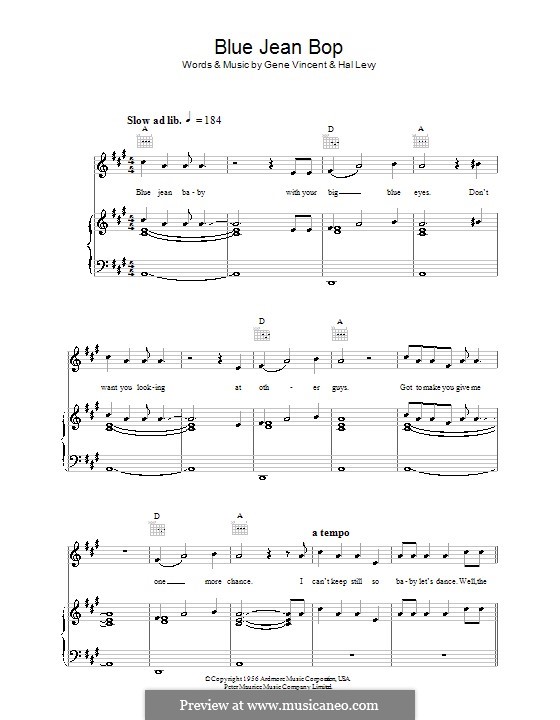 Blue Jean Bop: Для голоса и фортепиано (или гитары) by Gene Vincent, Hal Levy