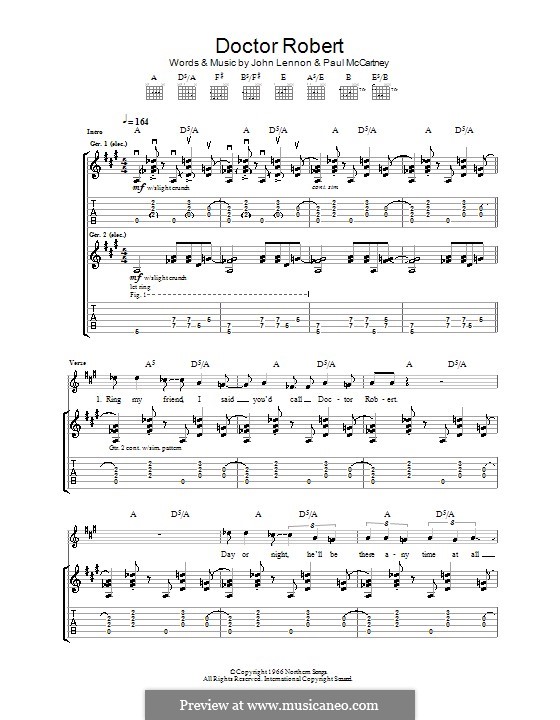 Doctor Robert (The Beatles): Гитарная табулатура by John Lennon, Paul McCartney