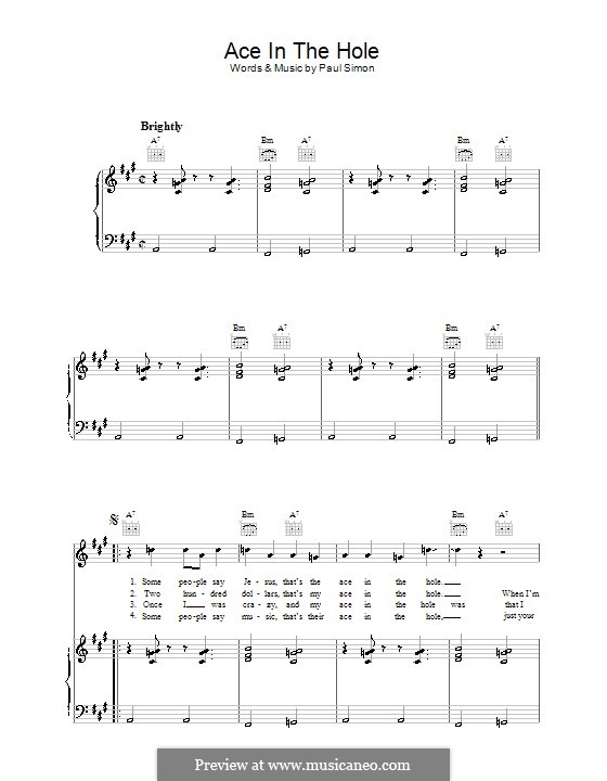 Ace in the Hole: Для голоса и фортепиано (или гитары) by Paul Simon