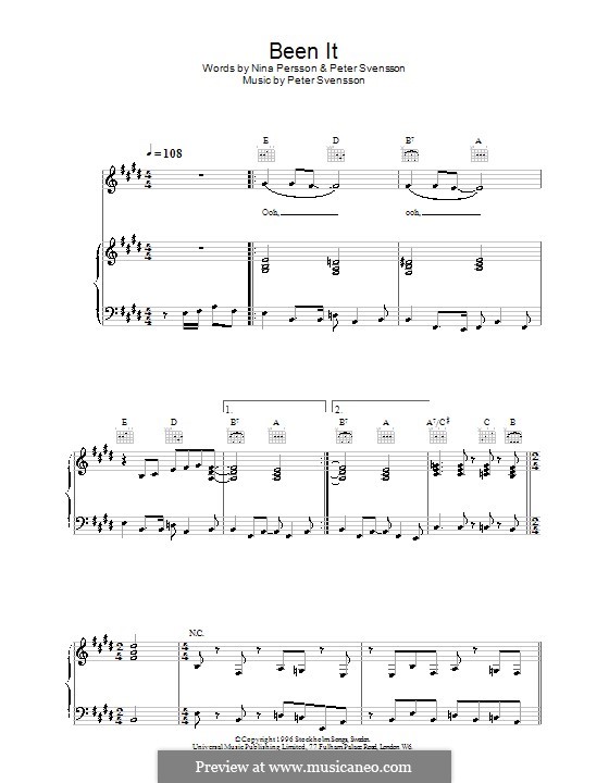Been It (The Cardigans): Для голоса и фортепиано (или гитары) by Peter Svensson