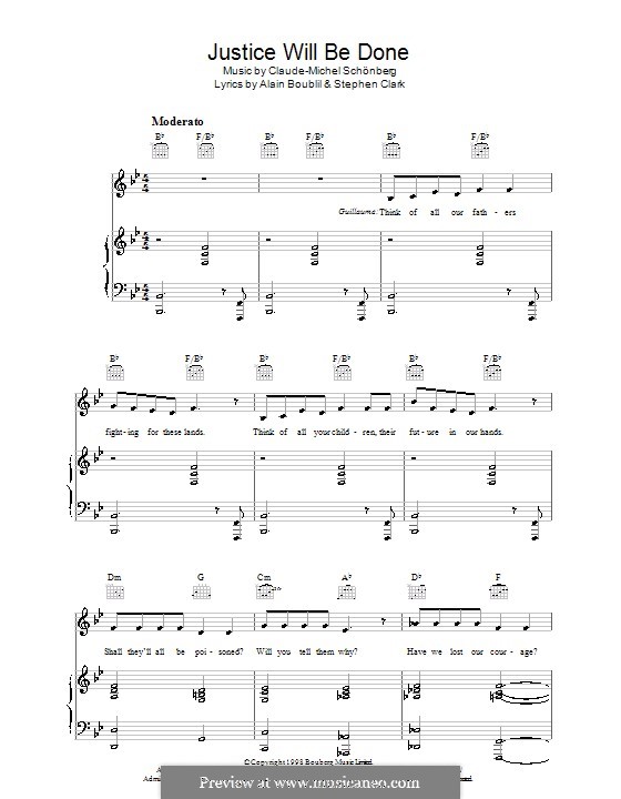 Justice Will Be Done: Для голоса и фортепиано (или гитары) by Claude-Michel Schönberg