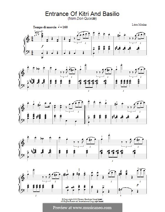 Дон Кихот: Entrance of Kitri and Basilio, for piano by Леон Минкус