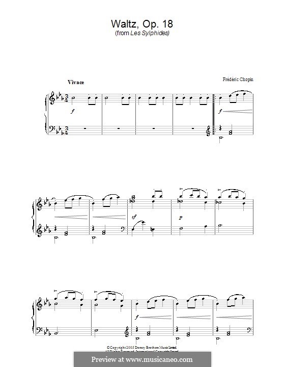 Большой блестящий вальс ми-бемоль мажор, Op.18: Тема by Фредерик Шопен
