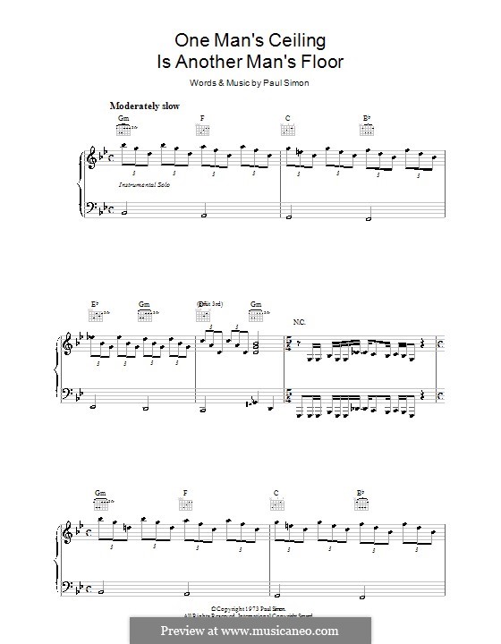 One Man's Ceiling Is Another Man's Floor: Для голоса и фортепиано (или гитары) by Paul Simon
