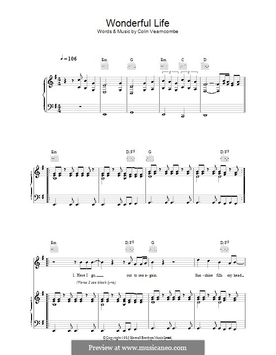 Wonderful Life (Black): Для голоса и фортепиано (или гитары) by Colin Vearncombe