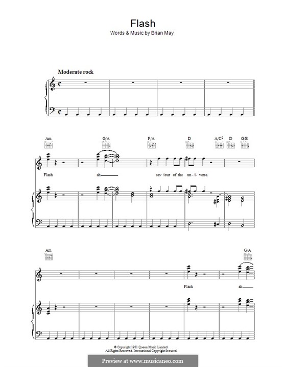 Flash (Queen): Для голоса и фортепиано (или гитары) by Brian May