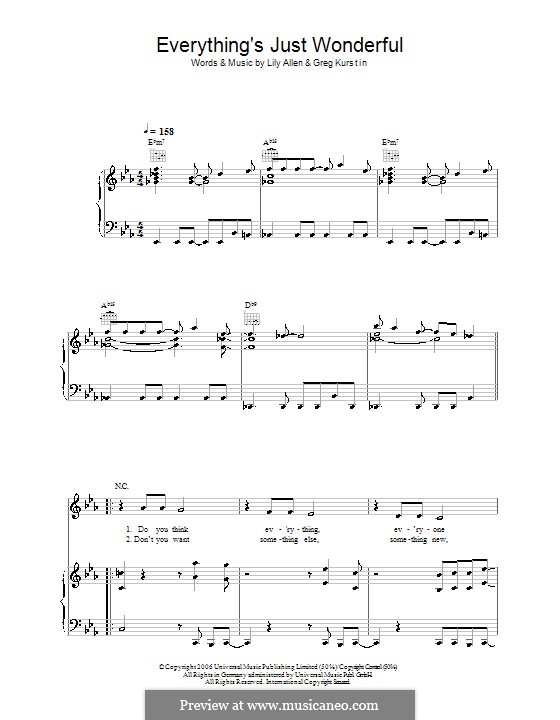 Everything's Just Wonderful: Фортепиано, голос и гитара (Lily Allen) by Greg Kurstin