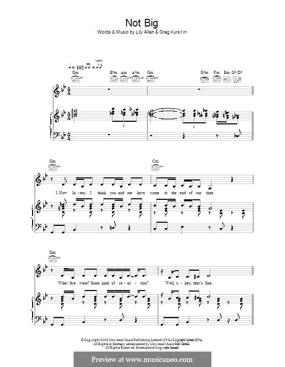 Not Big (Lily Allen): Для голоса и фортепиано (или гитары) by Greg Kurstin