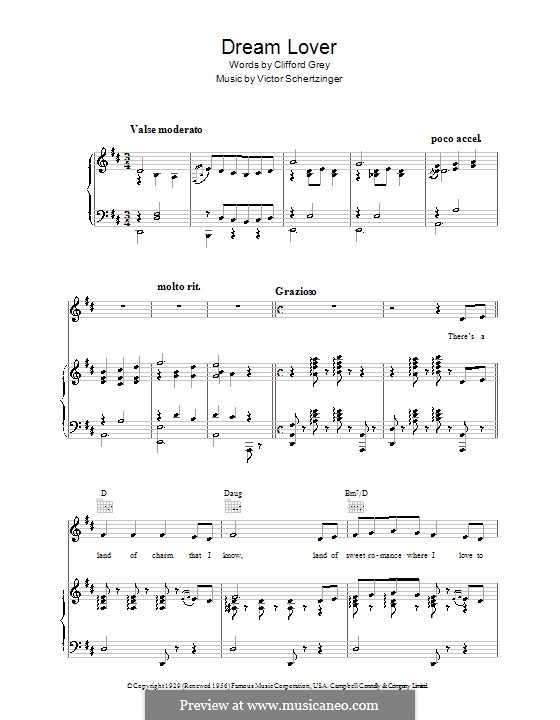 Dream Lover: Для голоса и фортепиано (или гитары) by Victor Schertzinger