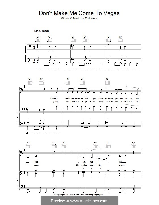 Don't Make Me Come To Vegas: Для голоса и фортепиано (или гитары) by Tori Amos