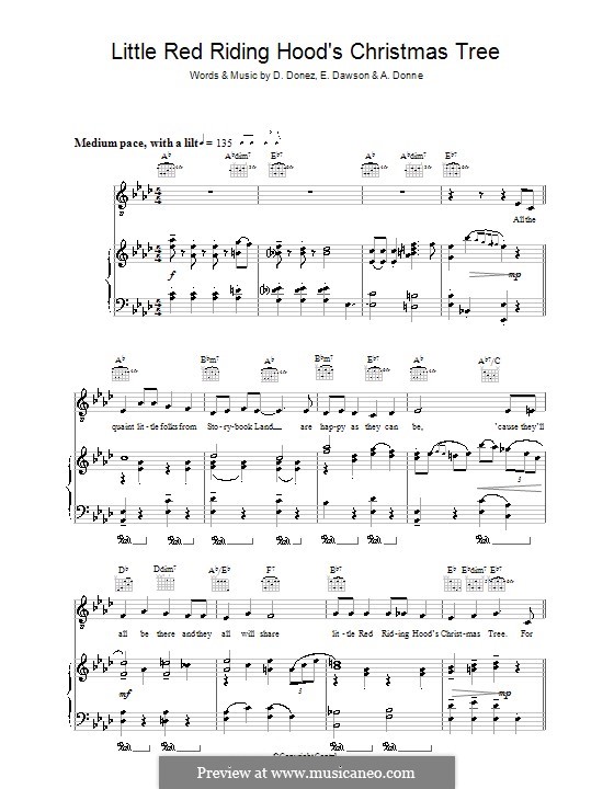 Little Red Riding Hood's Christmas Tree (Rosemary Clooney): Для голоса и фортепиано (или гитары) by A. Donne, D. Donez, E. Dawson