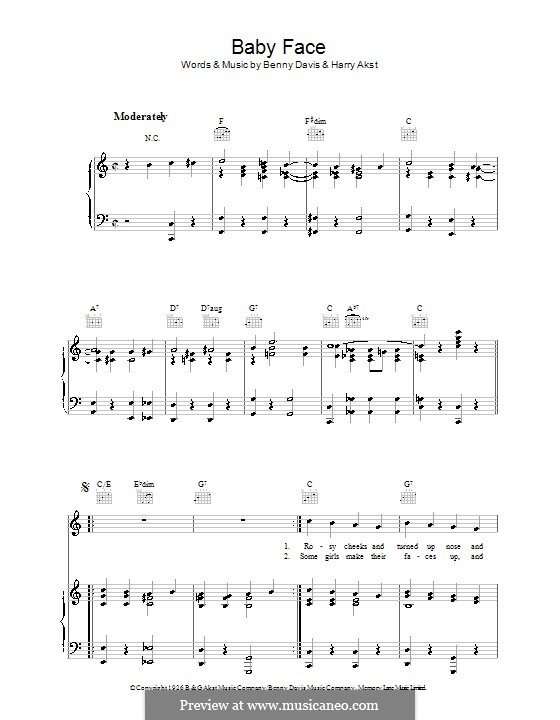 Baby Face: Для голоса и фортепиано (или гитары) by Benny Davis