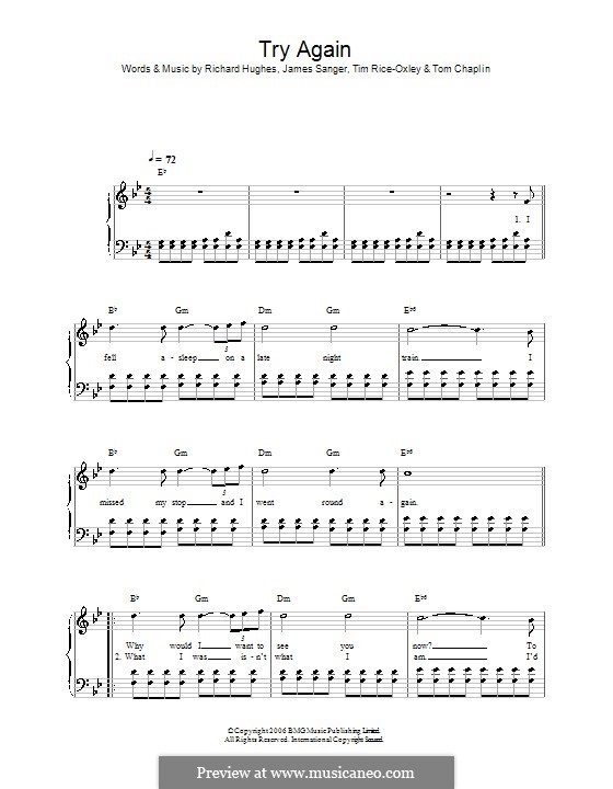 Try Again (Keane): Для фортепиано (легкий уровень) by James Sanger, Richard Hughes, Tim Rice-Oxley, Tom Chaplin