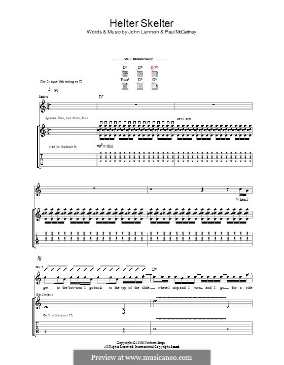 Helter Skelter (The Beatles): Гитарная табулатура (E Major) by John Lennon, Paul McCartney