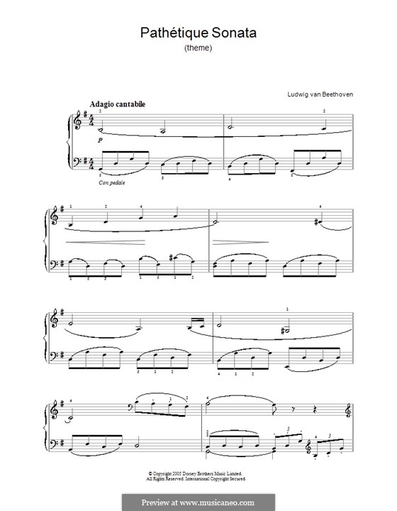 Часть II: Theme. Version for easy piano by Людвиг ван Бетховен