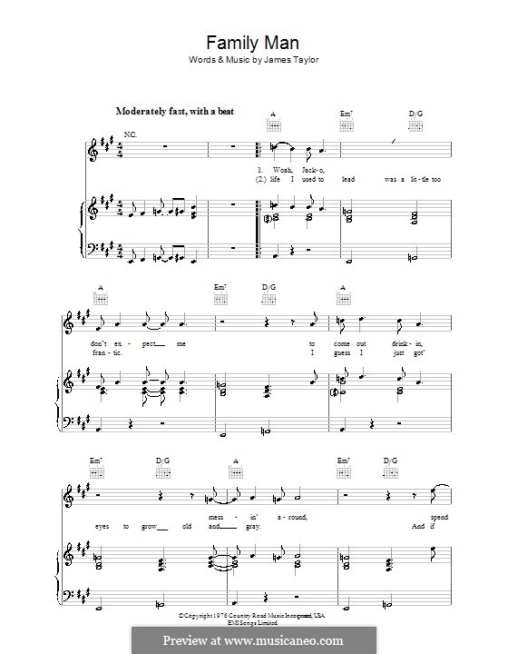 Family Man: Для голоса и фортепиано (или гитары) by James Taylor