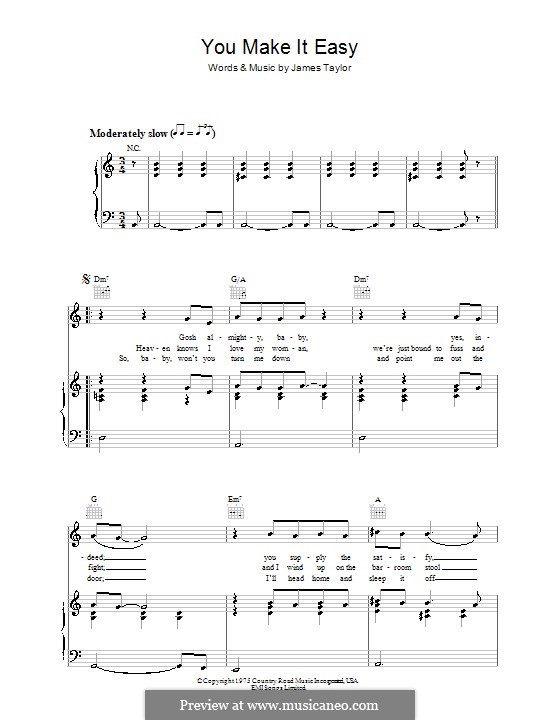 You Make It Easy: Для голоса и фортепиано (или гитары) by James Taylor