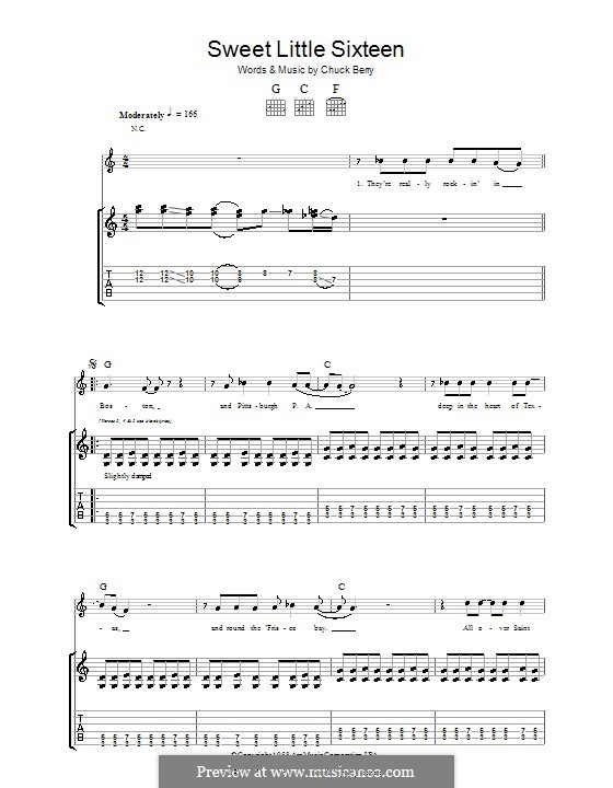 Sweet Little Sixteen: Гитарная табулатура by Chuck Berry