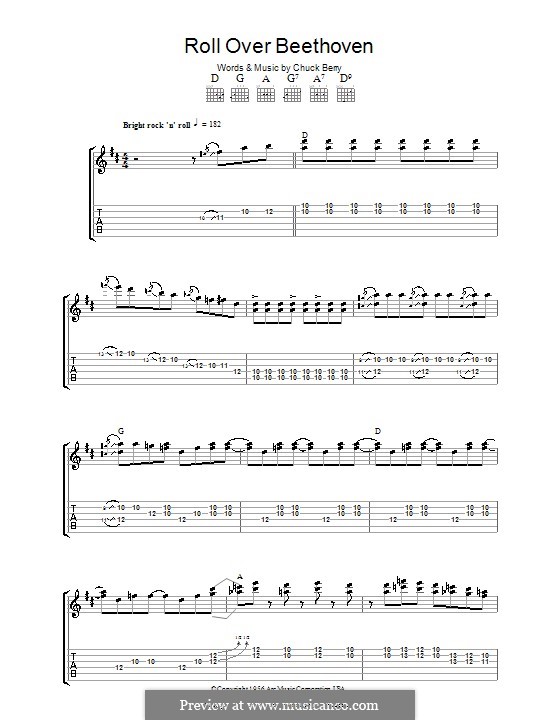 Roll Over Beethoven: Гитарная табулатура by Chuck Berry