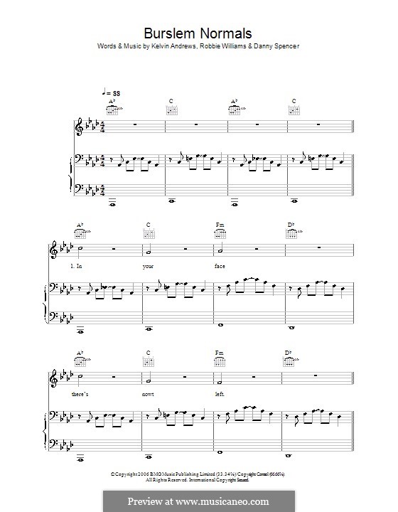 Burslem Normals (Robbie Williams): Для голоса и фортепиано (или гитары) by Danny Spencer, Kelvin Andrews
