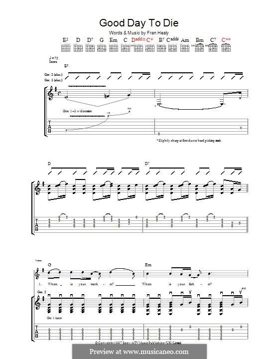 Good Day to Die (Travis): Гитарная табулатура by Fran Healy