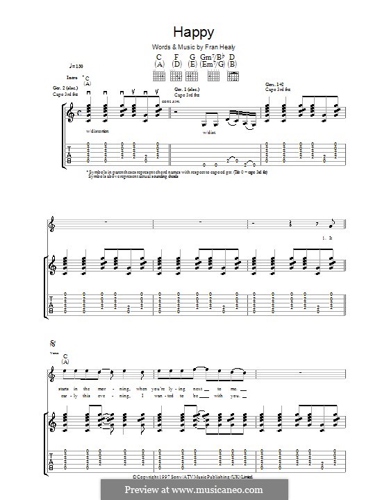 Happy (Travis): Гитарная табулатура by Fran Healy