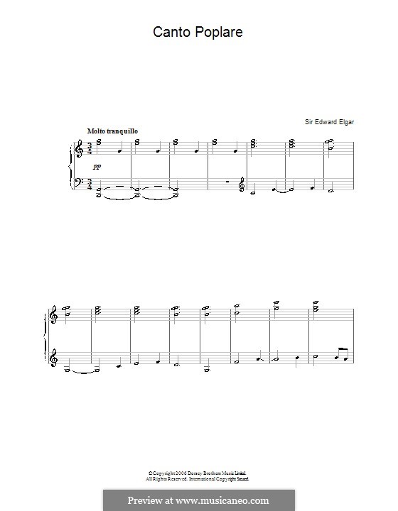 На Юге (Алассио). Концертная увертюра, Op.50: Canto popolare, for piano by Эдуард Элгар