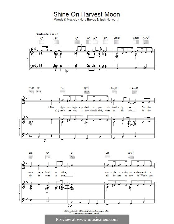 Shine On, Harvest Moon: Для голоса и фортепиано (или гитары) by Nora Bayes