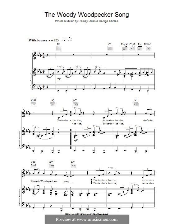 The Woody Woodpecker Song (Mel Blanc): Для голоса и фортепиано (или гитары) by George Tibbles, Ramey Idriss
