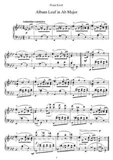 Листок из альбома ля-бемоль мажор, S.189a: Для фортепиано by Франц Лист