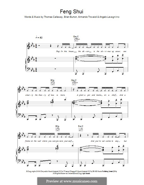 Feng Shui (Gnarls Barkley): Для голоса и фортепиано (или гитары) by Angelo Lavagnino, Armando Trovaioli, Brian Burton, Thomas Callaway