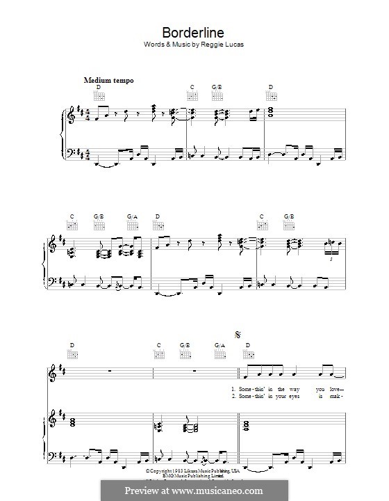 Borderline (Madonna): Для голоса и фортепиано (или гитары) by Reggie Lucas