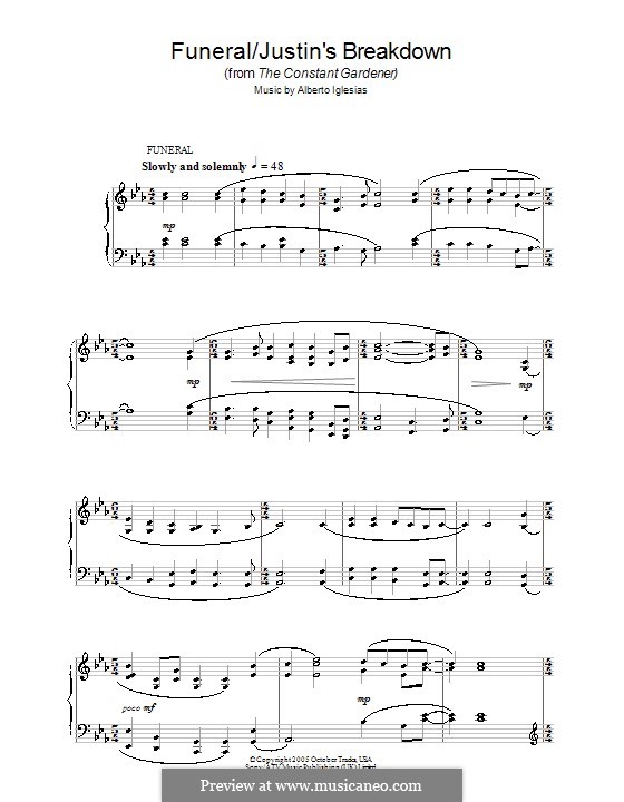 Funeral/Justin's Breakdown (from The Constant Gardener): Для фортепиано by Alberto Iglesias