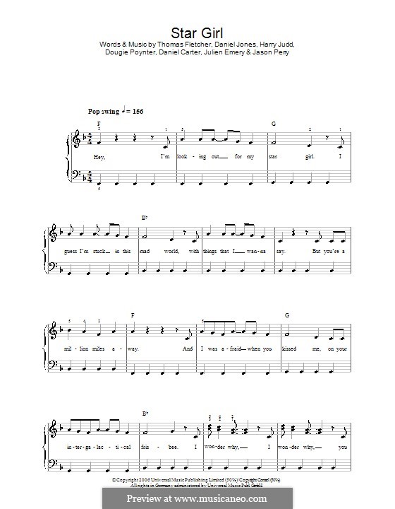 Star Girl (McFly): Для начинающего пианиста by Tom Fletcher, Daniel Carter, Danny Jones, Dougie Poynter, Harry Judd, Jason Perry, Julian Emery