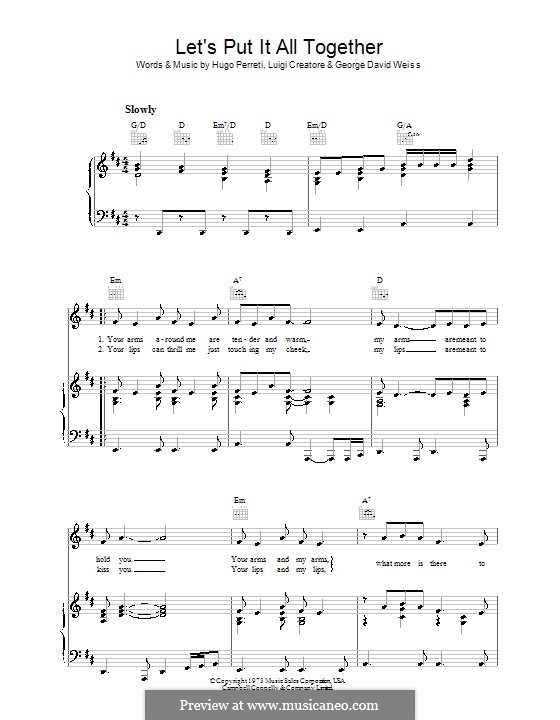 Let's Put It All Together (The Stylistics): Для голоса и фортепиано (или гитары) by George David Weiss, Hugo Perreti, Luigi Creatore