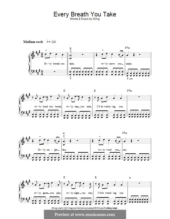 Every breath you take стинг. Sting every breath you take ноты. Песня every breath you take. Sting every breath you take ноты. Sting every breath you take ноты.