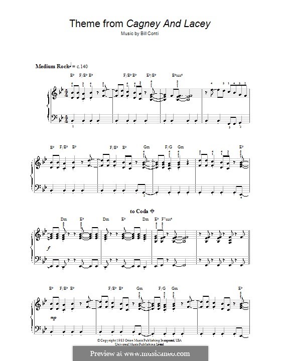Theme from Cagney and Lacey: Для фортепиано (легкий уровень) by Bill Conti