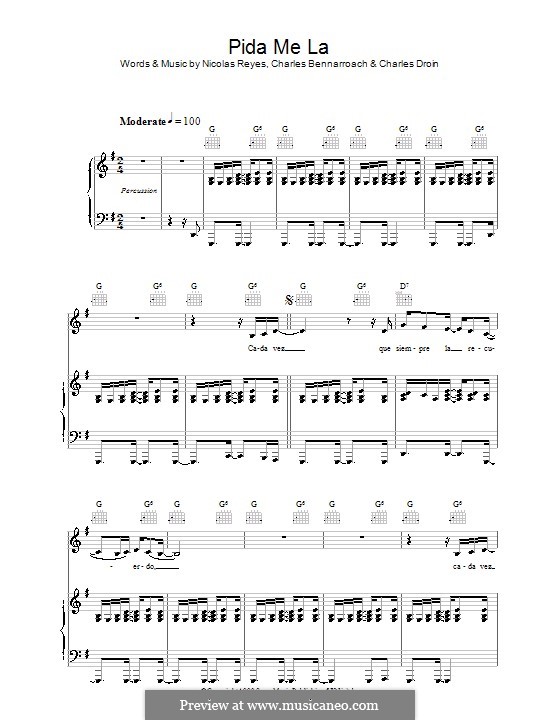 Pida Me La (Gipsy Kings): Для голоса и фортепиано (или гитары) by Charles Bennarroach, Charles Droin, Nicolas Reyes