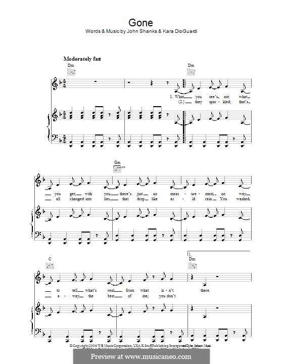 Gone (Kelly Clarkson): Для голоса и фортепиано (или гитары) by John M Shanks, Kara DioGuardi