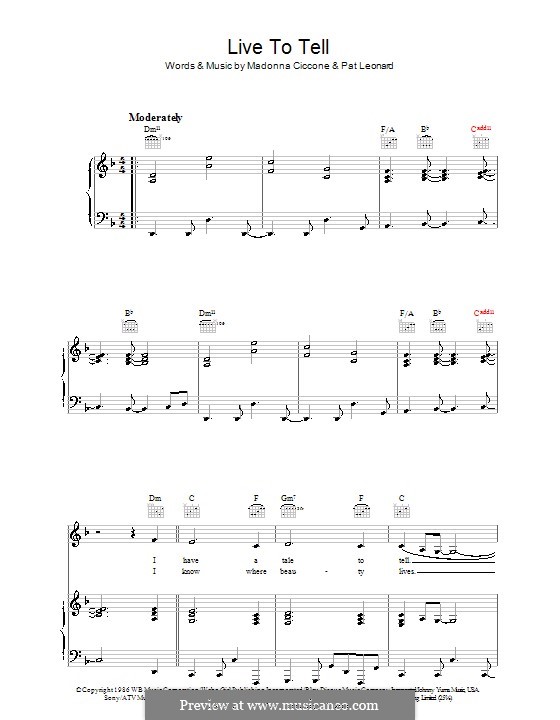 Live to Tell: Для голоса и фортепиано (или гитары) by Madonna, Patrick Leonard