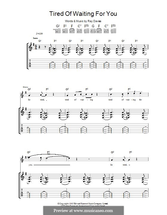 Tired of Waiting for You (The Kinks): Гитарная табулатура by Ray Davies